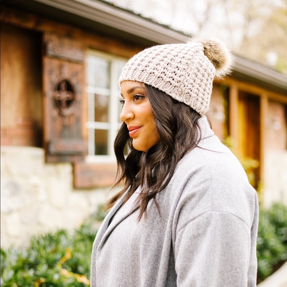 Cable Knit Beanie In Mocha - Picture 5 of 6